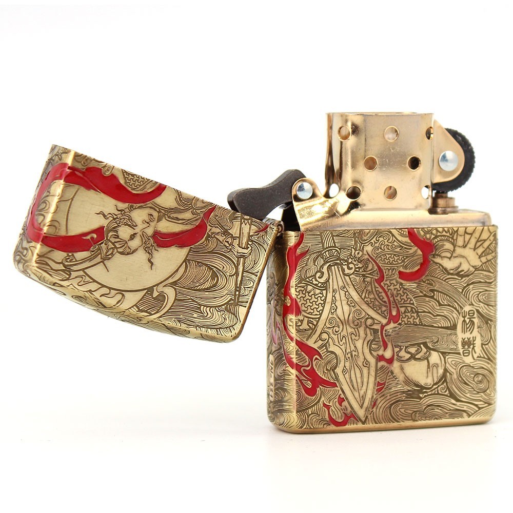 Zippo lighter 168 Armor Custom/ Full Sides Engraving & Painting Lunatic Samurai