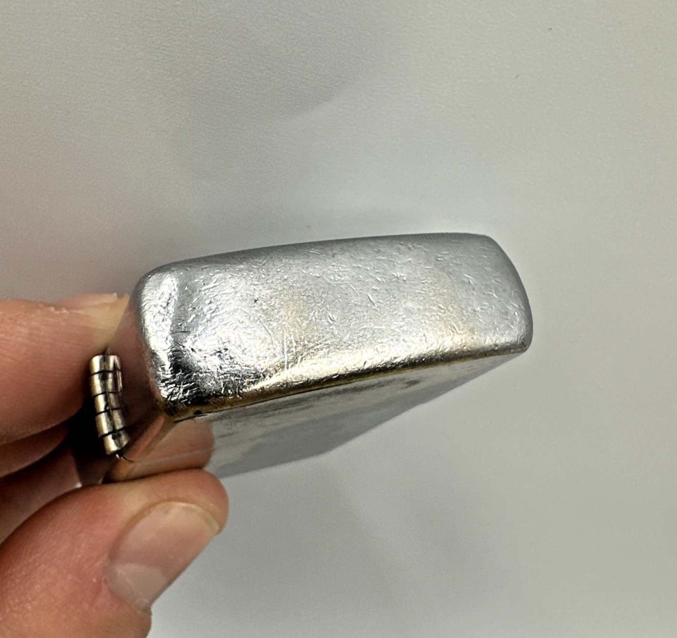 1958 Classic Vtg Zippo Lighter Chrome Finish Great Patina 4 Dots 16 Hole Chimney