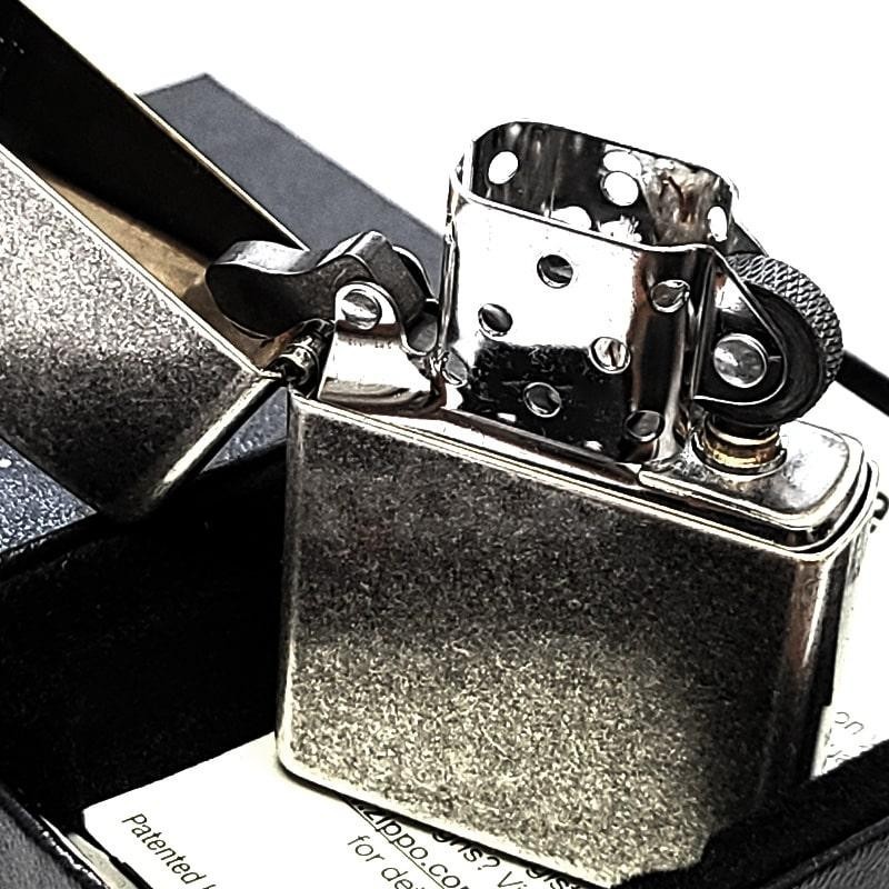 Zippo Antique Silver Distressed Flat Bottoms Regular Lighter
