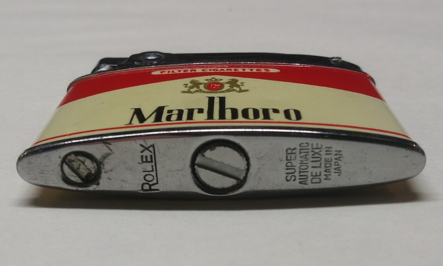 Vintage Rolex Japan Super Automatic Deluxe Marlboro Cigarette Lighter Red Roof