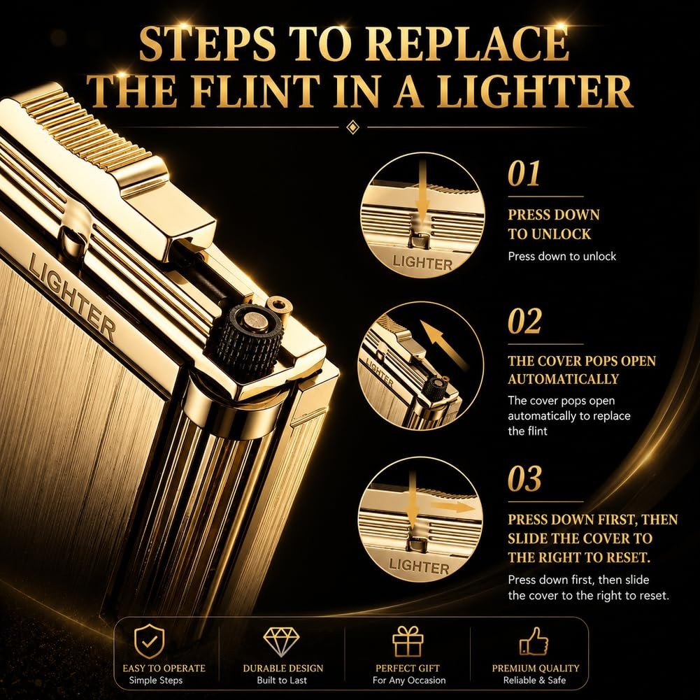 Jianchen Classic Metal Butane Lighter Refillable Soft Flame Flip-Top Design