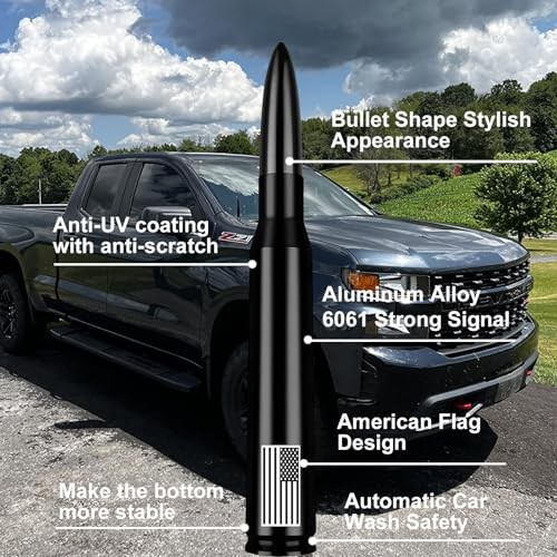 American Flag 50 Cal Bullet Antenna – Anti 5.5 inch American Flag Black Style