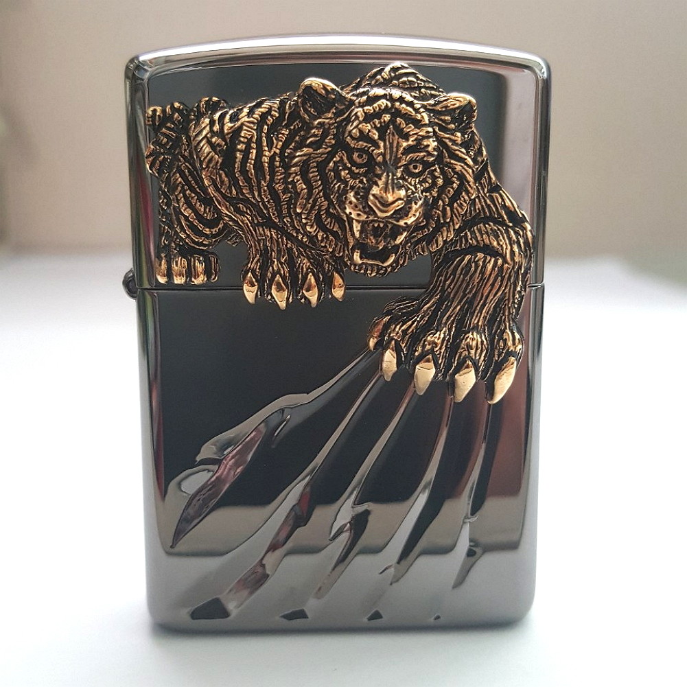 Zippo Tiger Claw BK Lighter Genuine Authentic Org Packing 6 Flints set Free GIFT