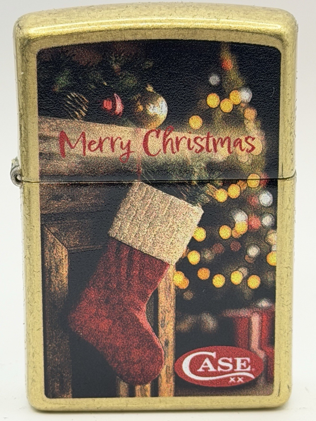 Case XX Knives Christmas Stocking Street Brass Zippo Lighter NEW