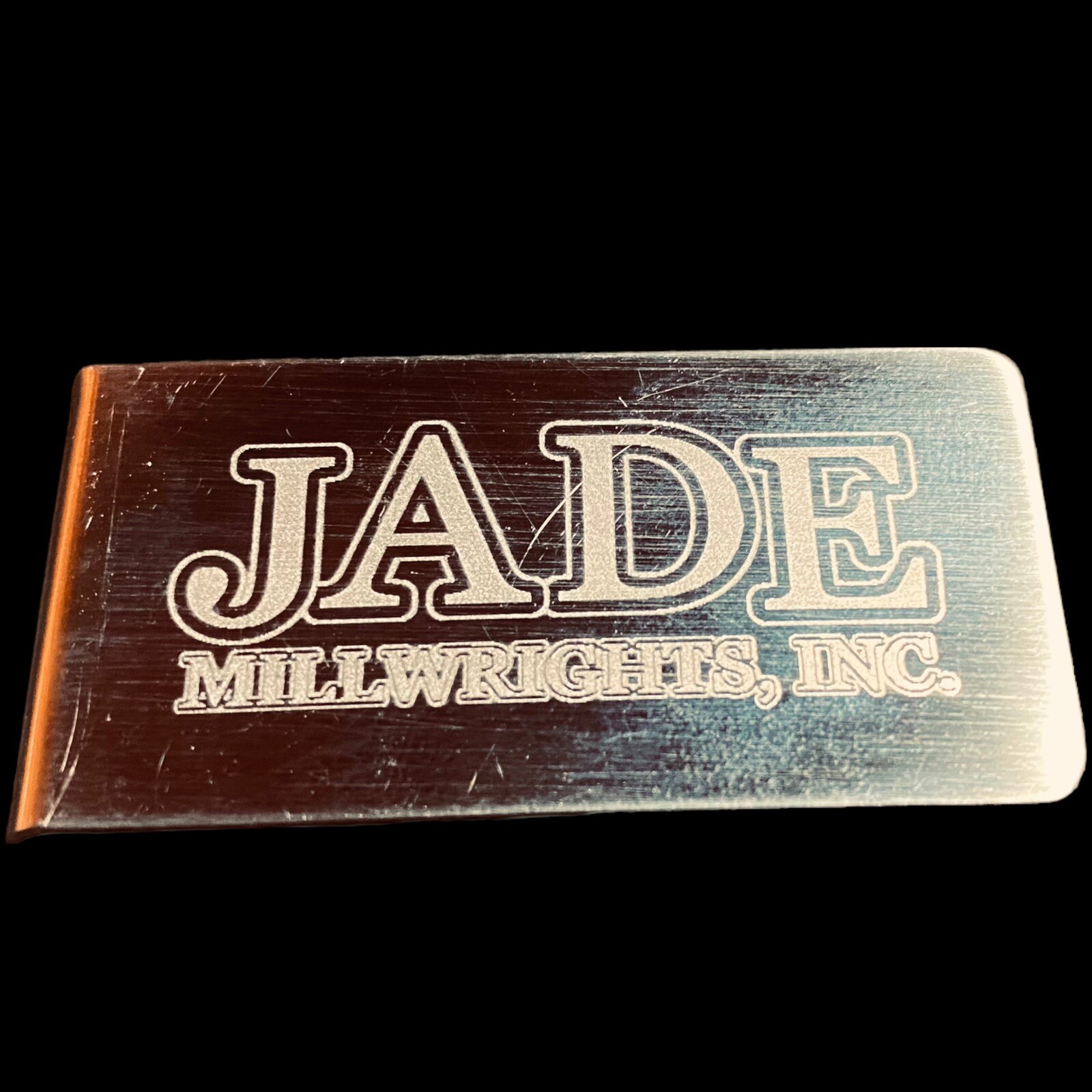 Zippo Money Clip Mens Millwrights INC. Advertisement Promo JADE 2” Silver Tone