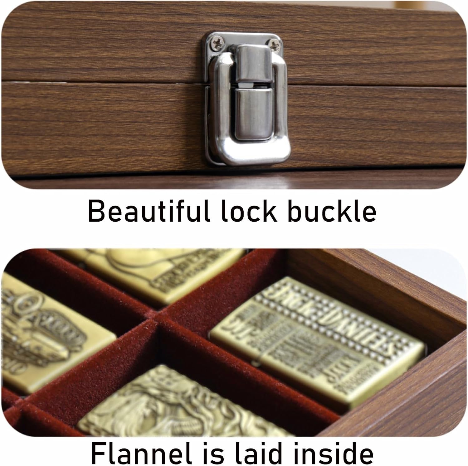 Zippo Lighter Display Case, Zippo Lighter Case With Glass Top&Lock, 18 Capacity