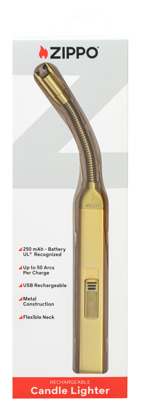 Zippo USB Rechargeable Candle Utility Lighter with Flexible Neck Gold 90 min NIB