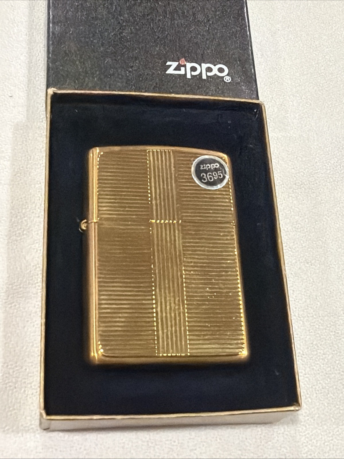 ZIPPO LIGHTER VINTAGE BRASS SERIE PRESTIGE 551 HARWARD STRIPE NEW nuovo