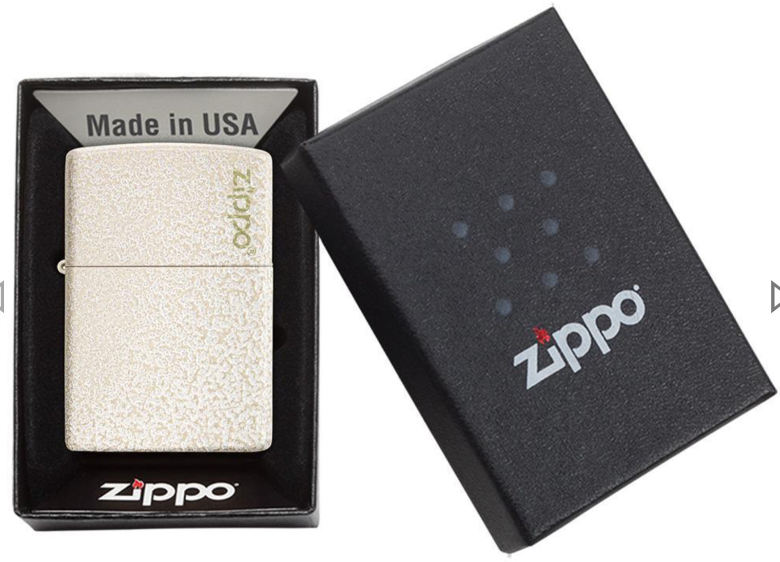 Zippo Windproof White Textured Mercury Glass Lighter W-Logo, 49181ZL, New In Box