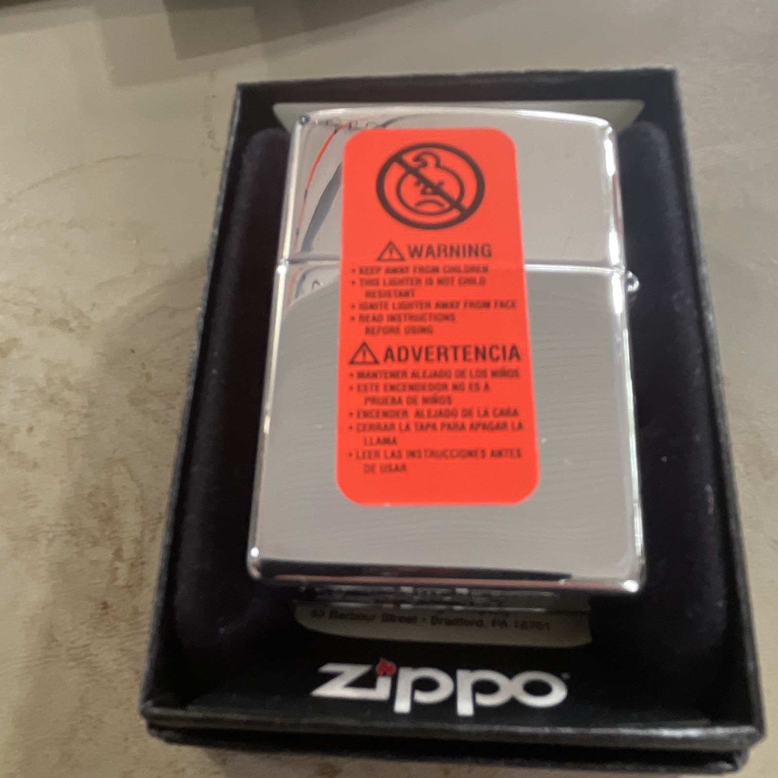 Zippo Armor Case Chrome Lighter w/ CASE Logo, Zippo Box, Cigarettes Theme