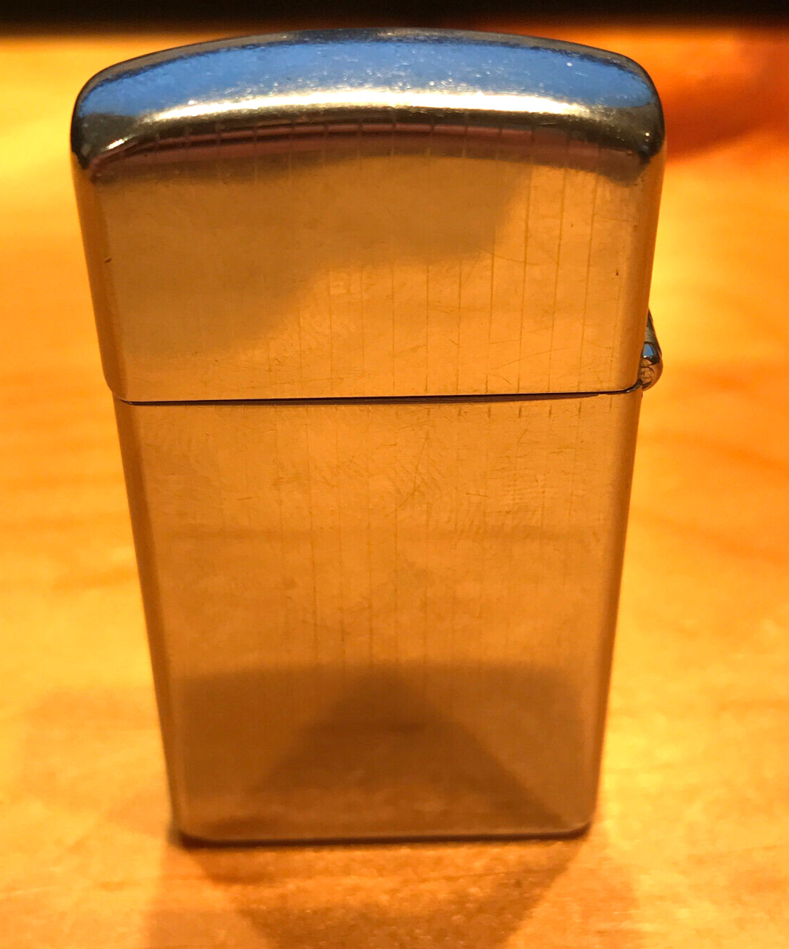 VINTAGE SLIM ZIPPO CHROME ARGYLE STRIPE CIGARETTE LIGHTER MADE IN THE USA