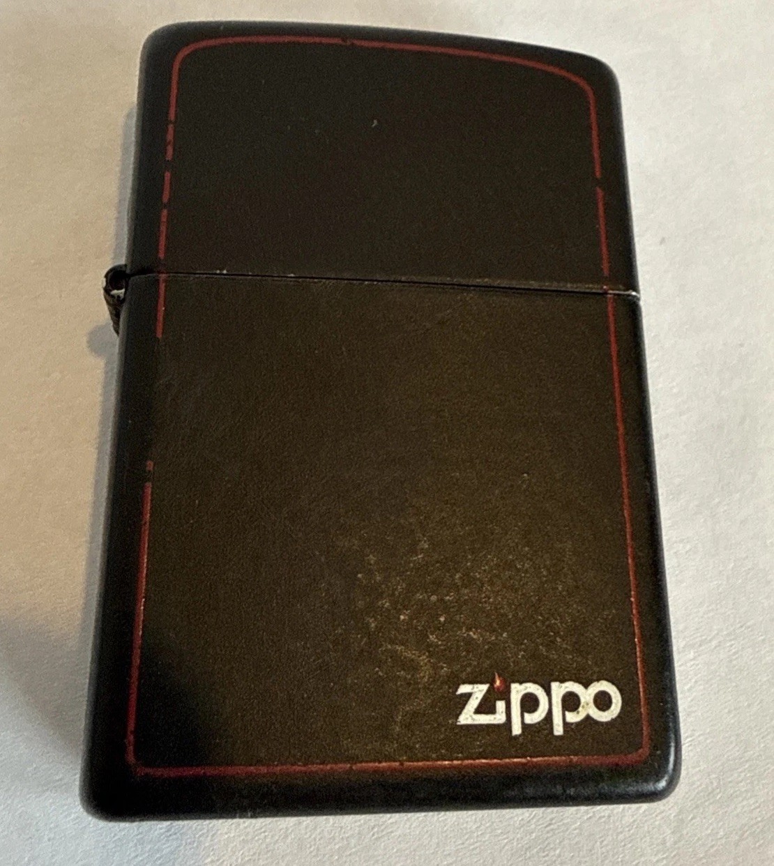 Zippo Classic Black Matte Lighter Red Border Logo Windproof USA