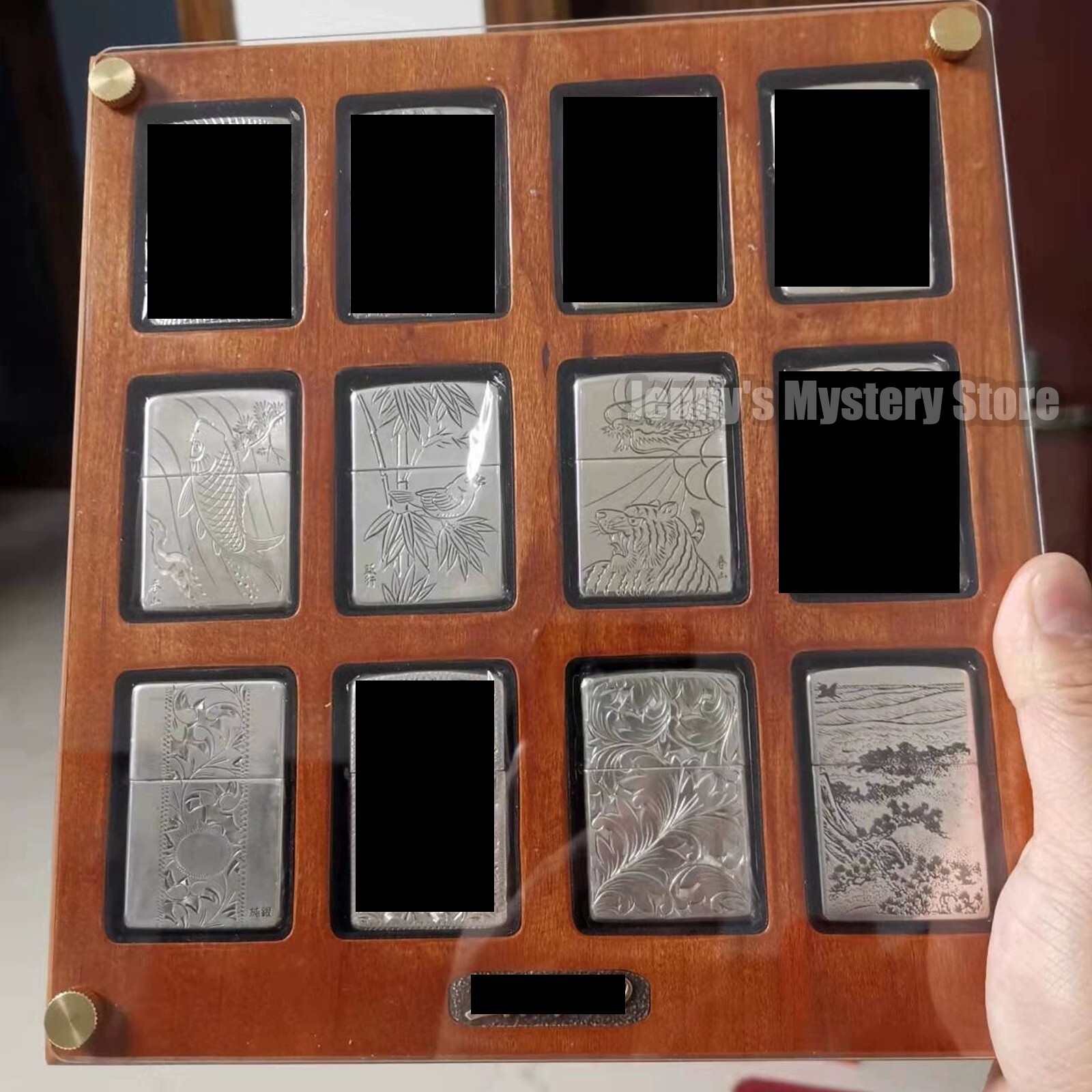 12 Slot Cherrywood Lighter Collection Display Case – For Zippo Lighters