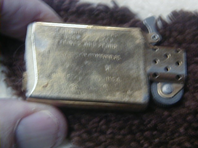 1990 SLIM SOLID BRASS MILITARY ZIPPO USS SHENANDOAH AD 44 USED AS IS WEAR STAINS