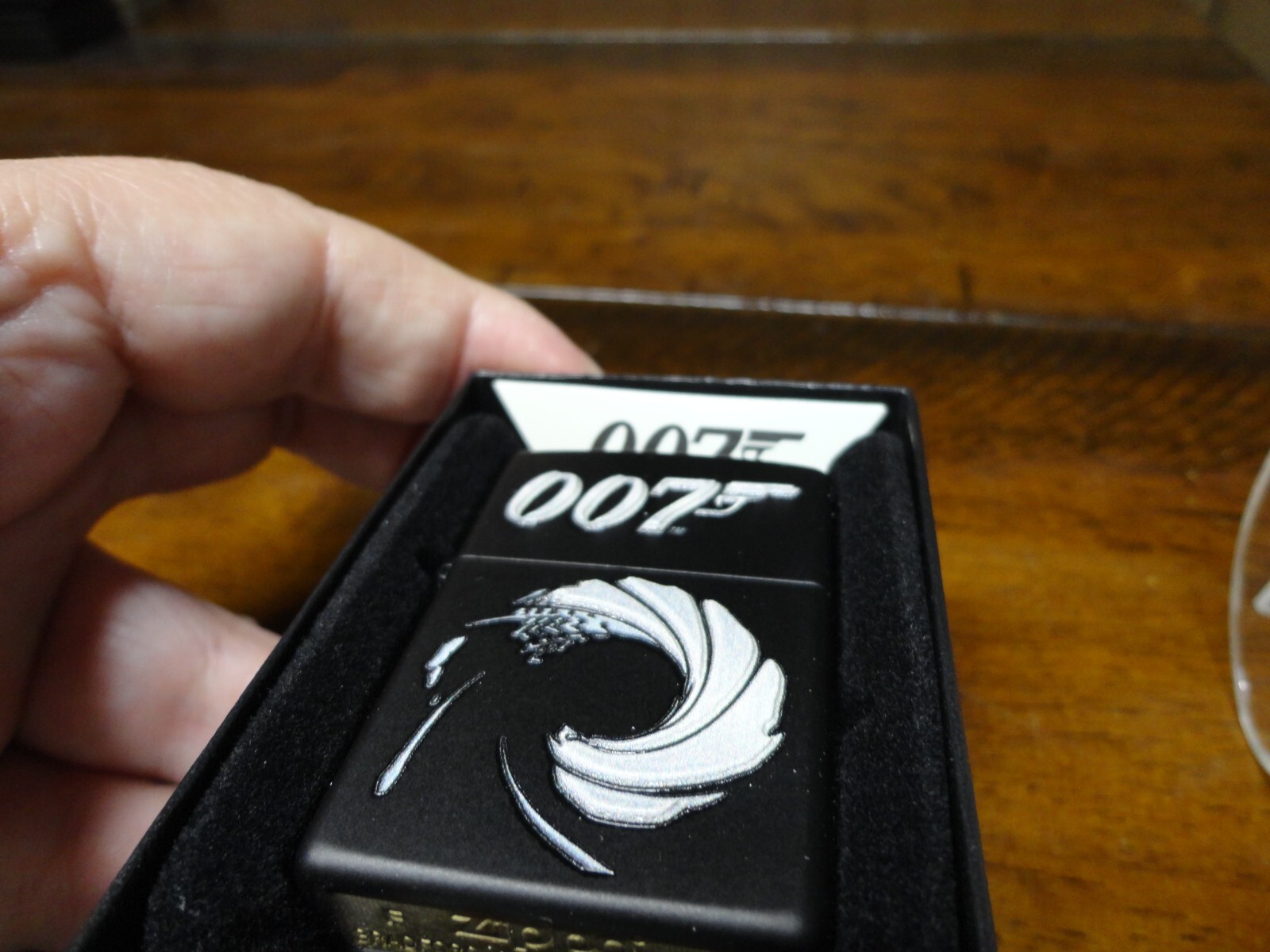 JAMES BOND 007 TORNADO 3-D PRINTED RAISED LOGO BLACK MATTE ZIPPO LIGHTER MINT