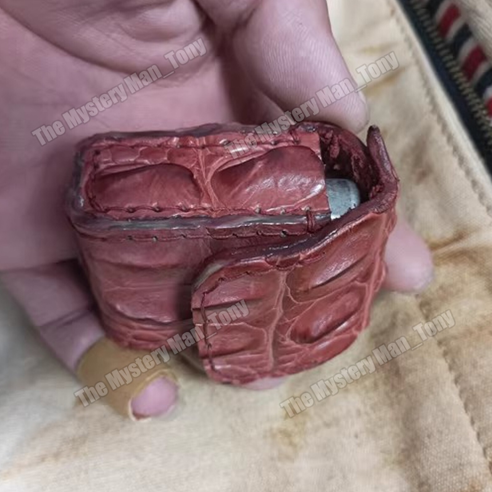 Handmade Crocodile Leather Lighter Storage Bag Protective Case for Zippo Lighter