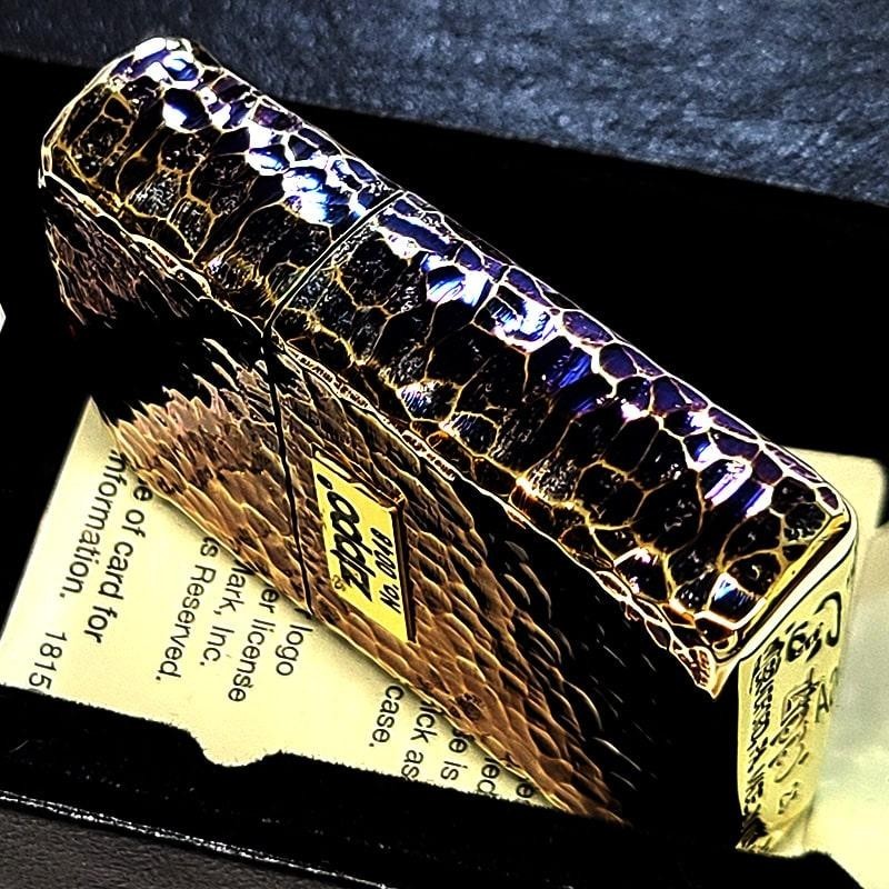 Zippo Armor Hammertone Metal 5 Sided Processing Aurora Gold Lighter Japan