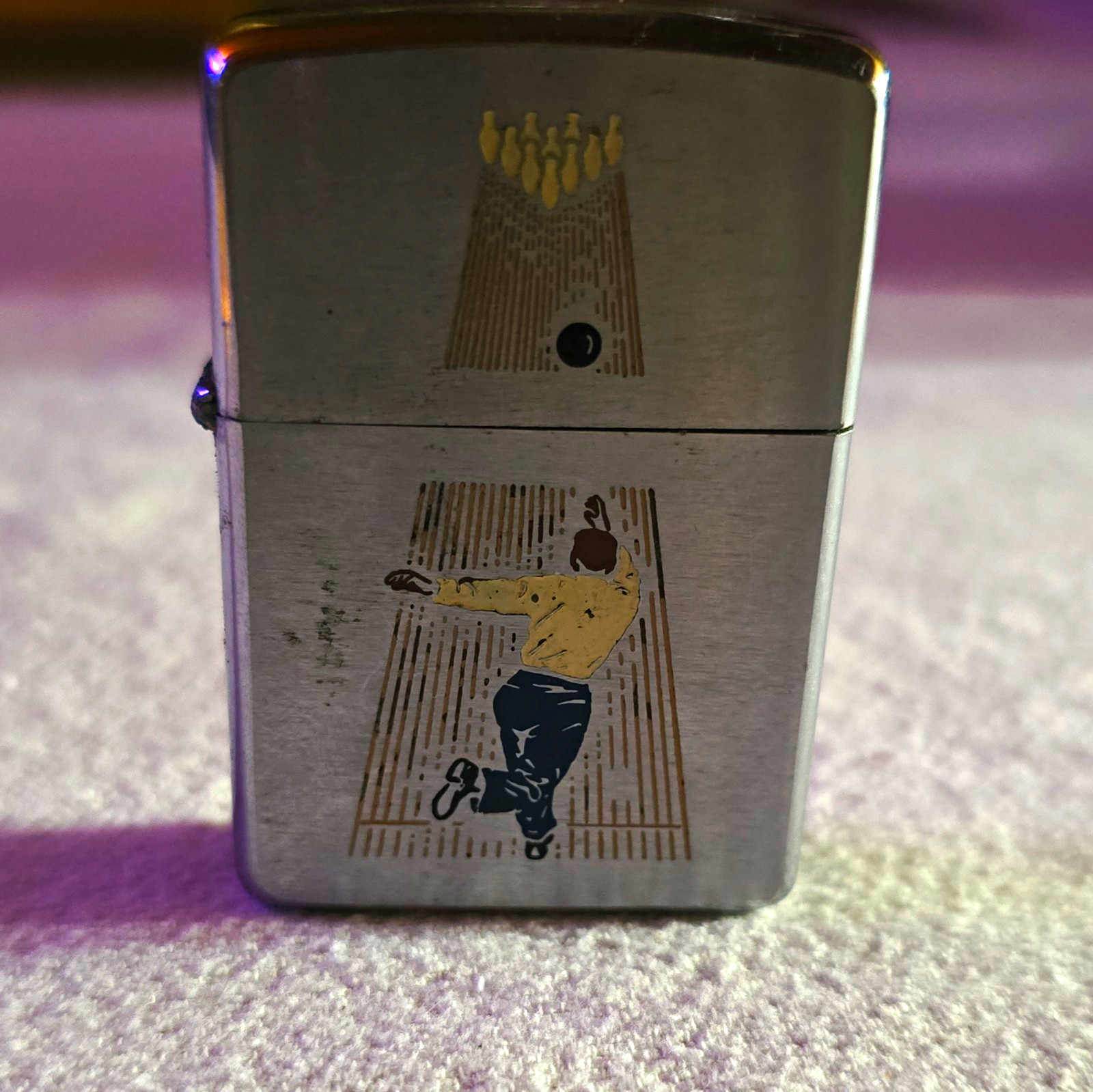 Zippo Lighter, Bradford PA USA, Bowler Bowling Pinsetter Graphic Design