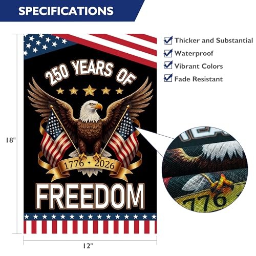 250th Anniversary USA Garden Flag – 250 Years of Freedom USA Flag with a Flag