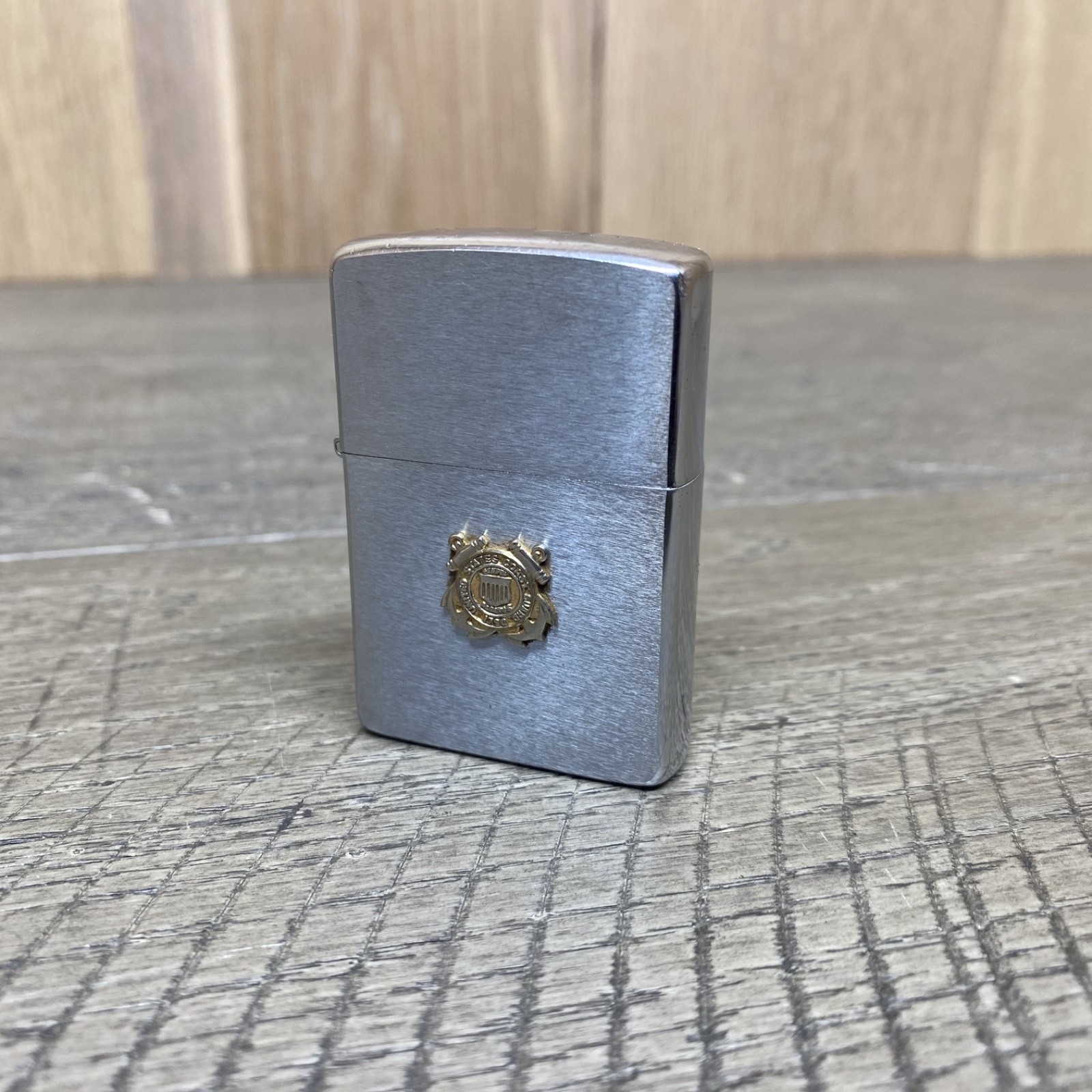 Vintage Zippo Lighter Brushed Chrome US Coast Guard Emblem Military Collectible