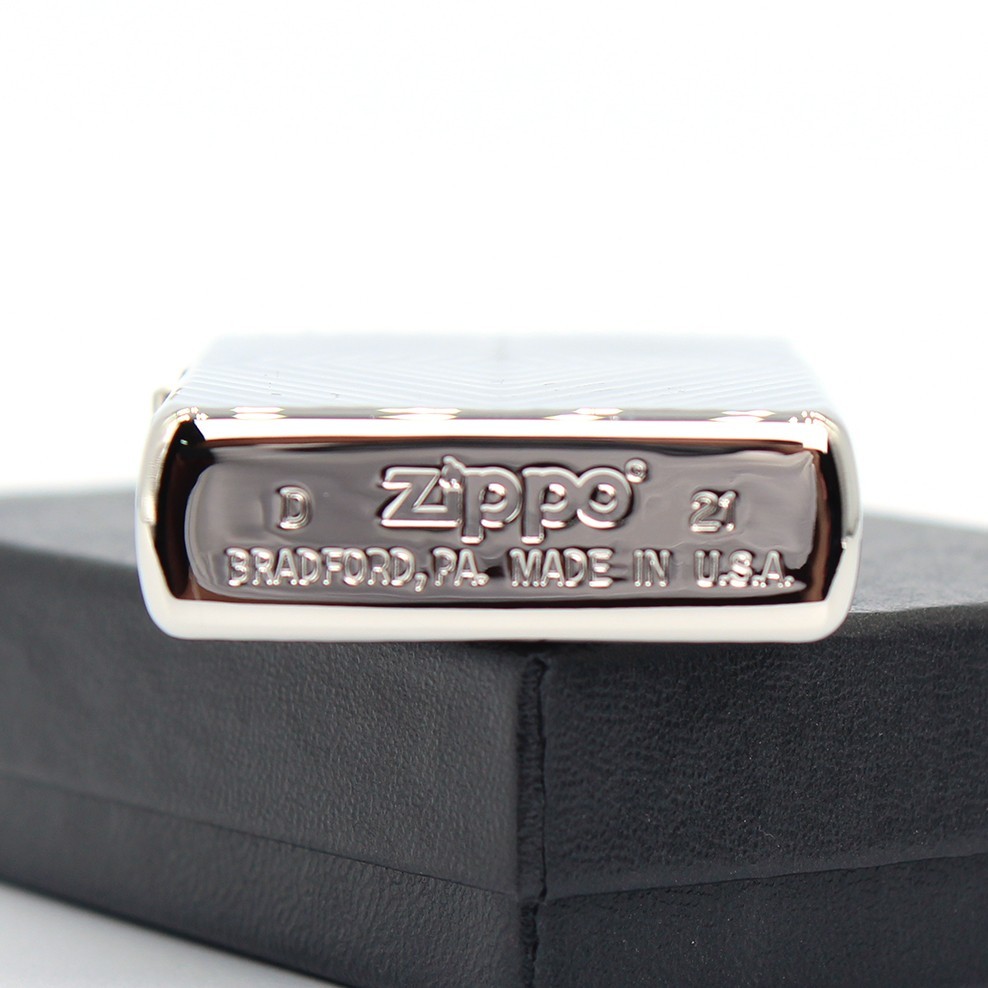 Zippo lighter Classic JP Custom Base/ Geometric Rhombus Stripe NC Cutting Silver