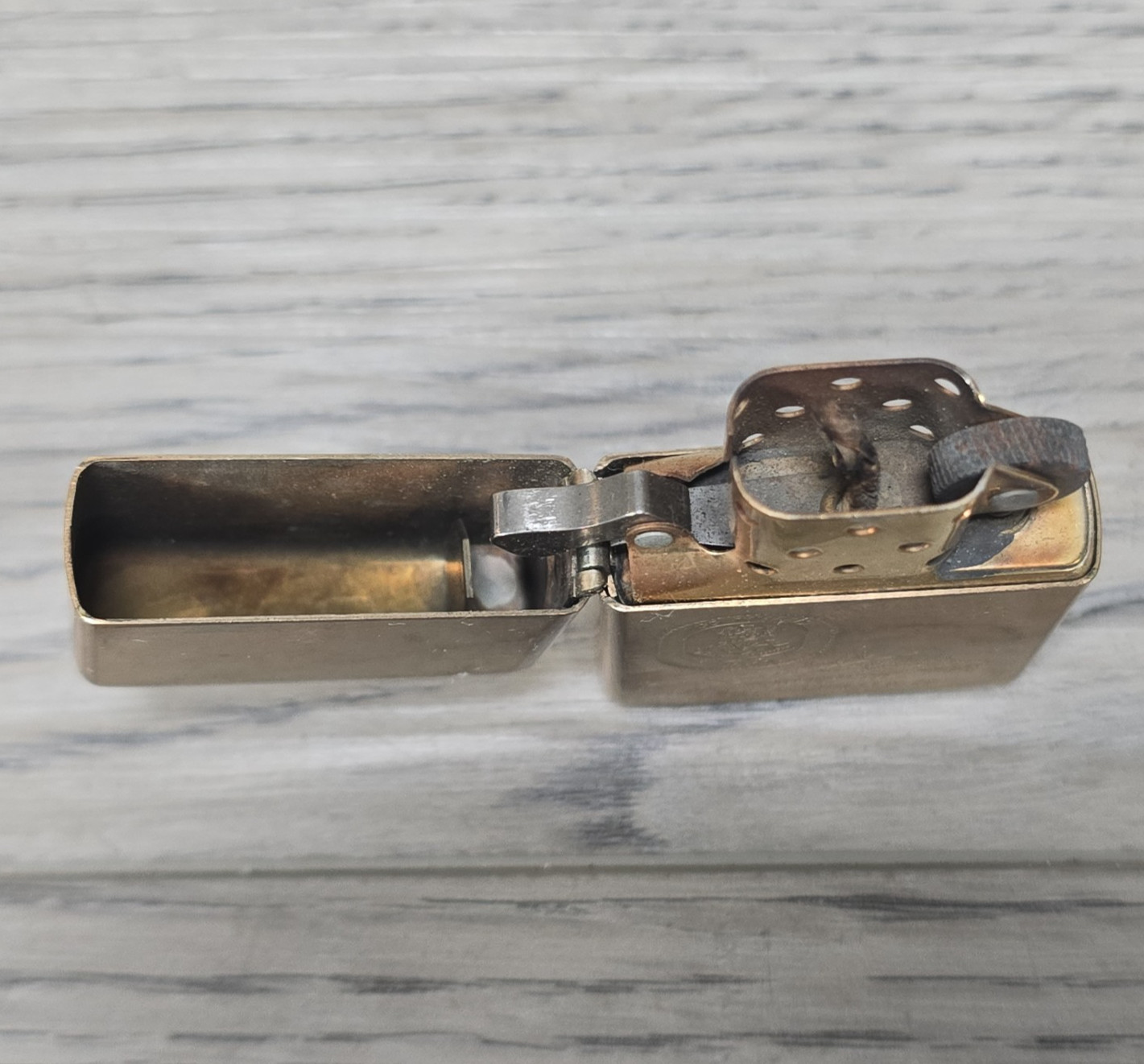 Vtg 1993 USS Antrim FFG-20 US Navy Brass Zippo Lighter With Original Plastic Box