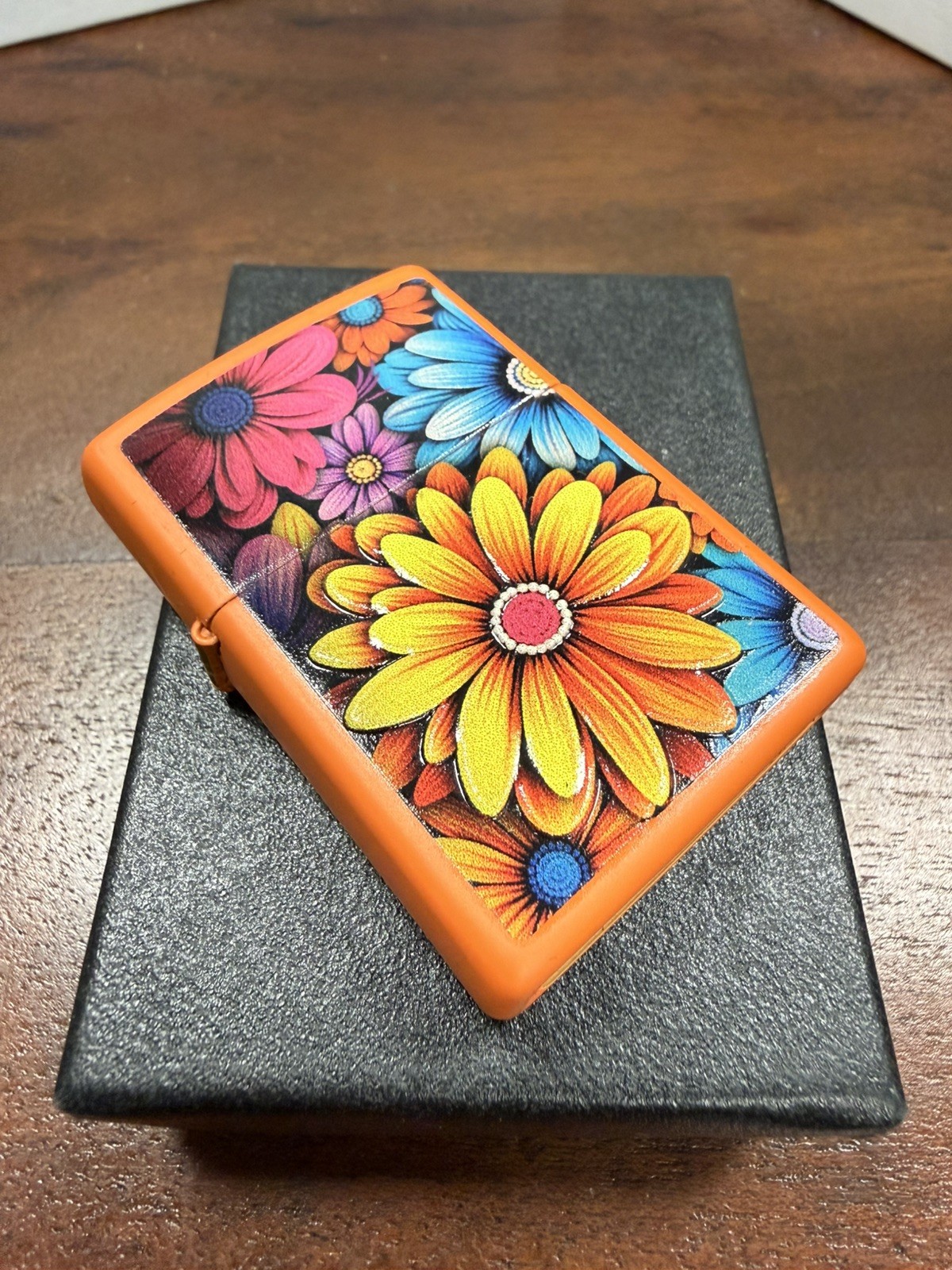 GENUINE Zippo TEXTURE 3D Lighter BEAUTIFUL FLOWERS Orange Matte NEW IN BOX