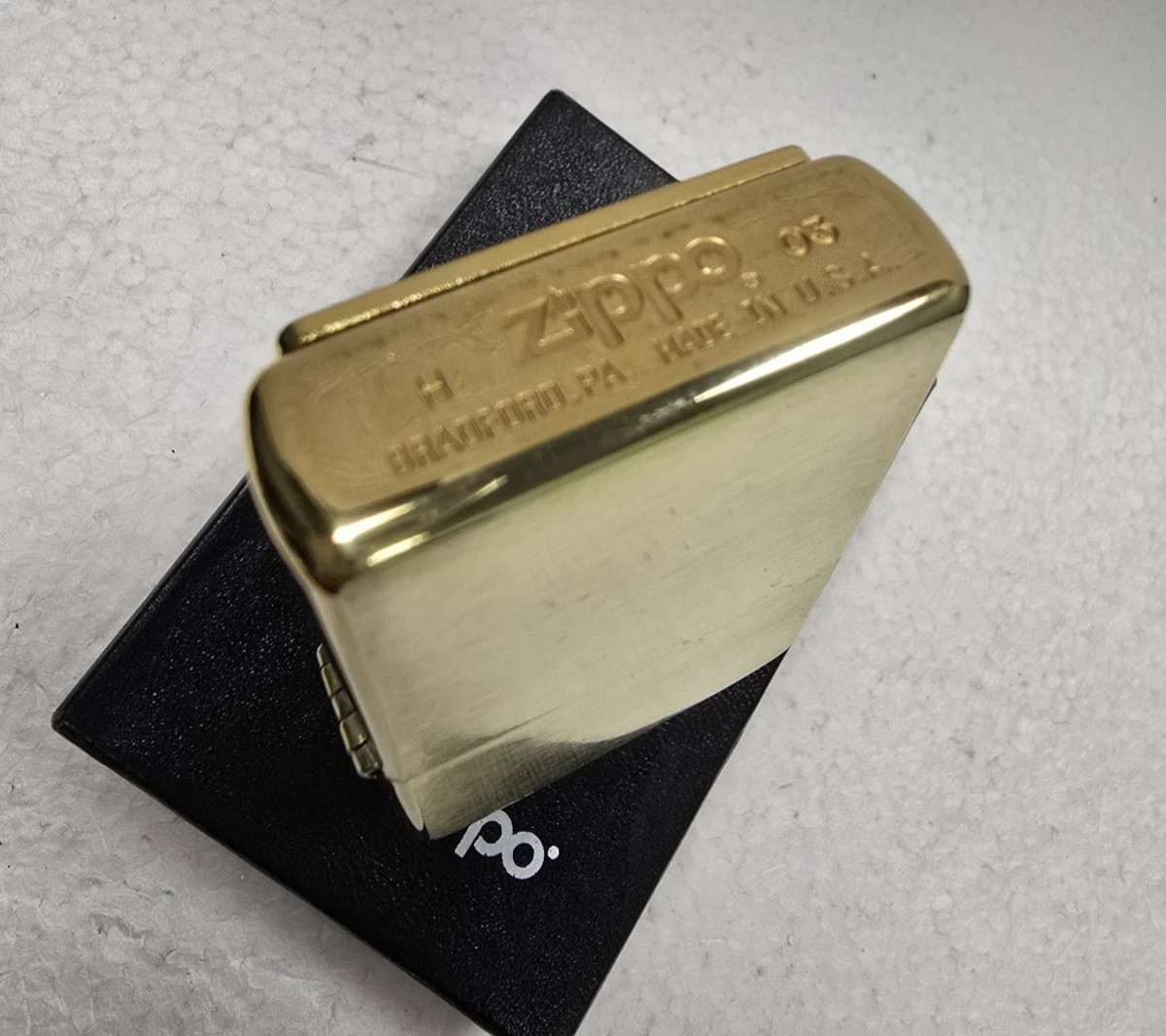 GENUINE Zippo Lighter REGAL RED BLACK PLATE Brushed Brass Finish 2003 NEW IN BOX