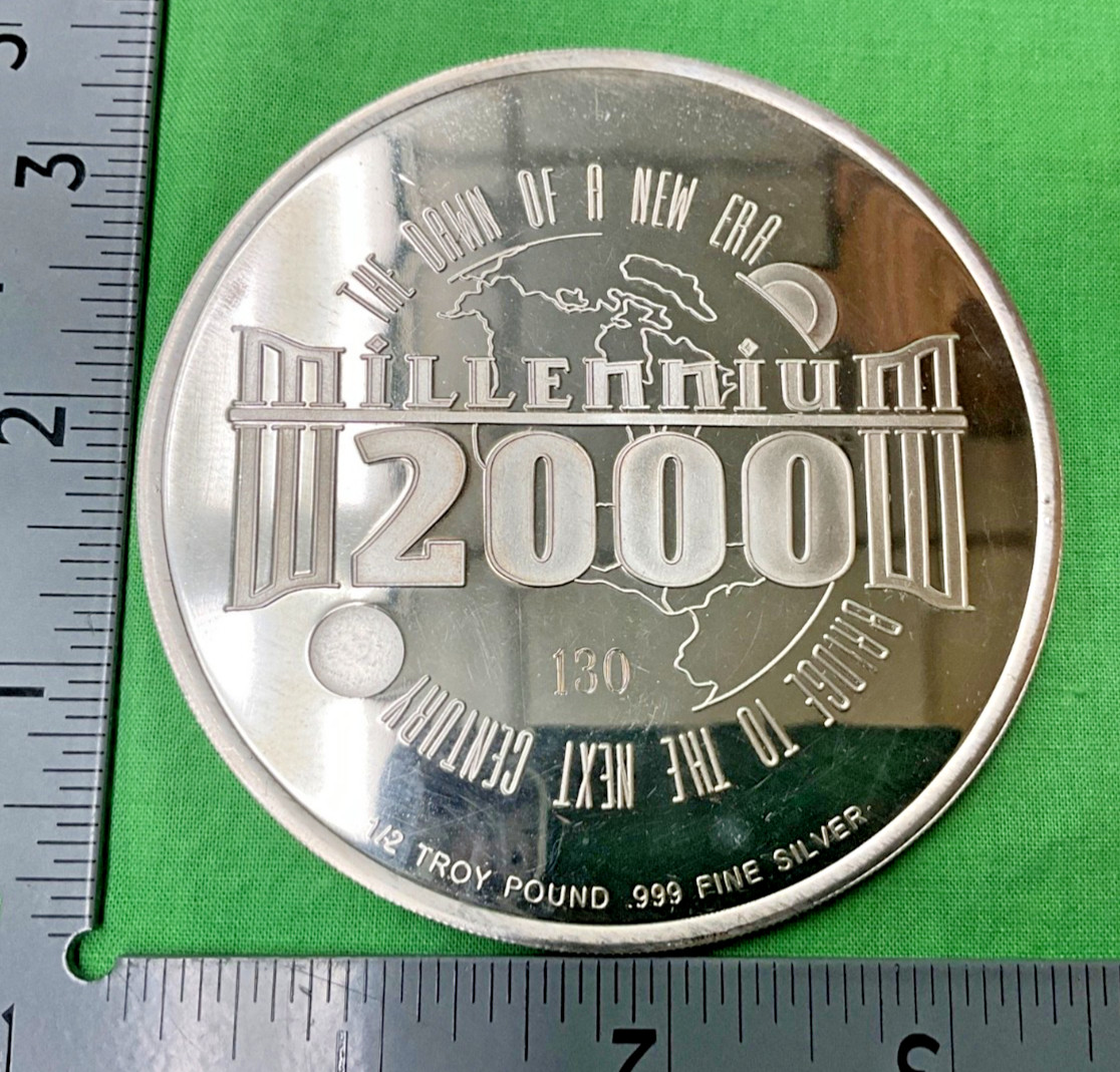 FINE SILVER .999 1/2 TROY LB COIN CASE & ZIPPO MILLENNIUM 2000 COLLECTABLE SET