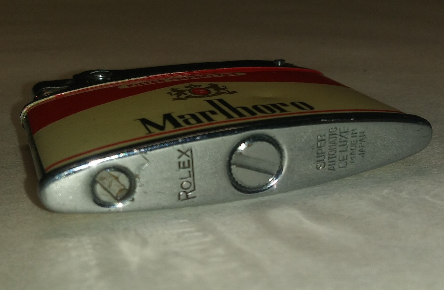 Vintage Rolex Japan Super Automatic Deluxe Marlboro Cigarette Lighter Red Roof