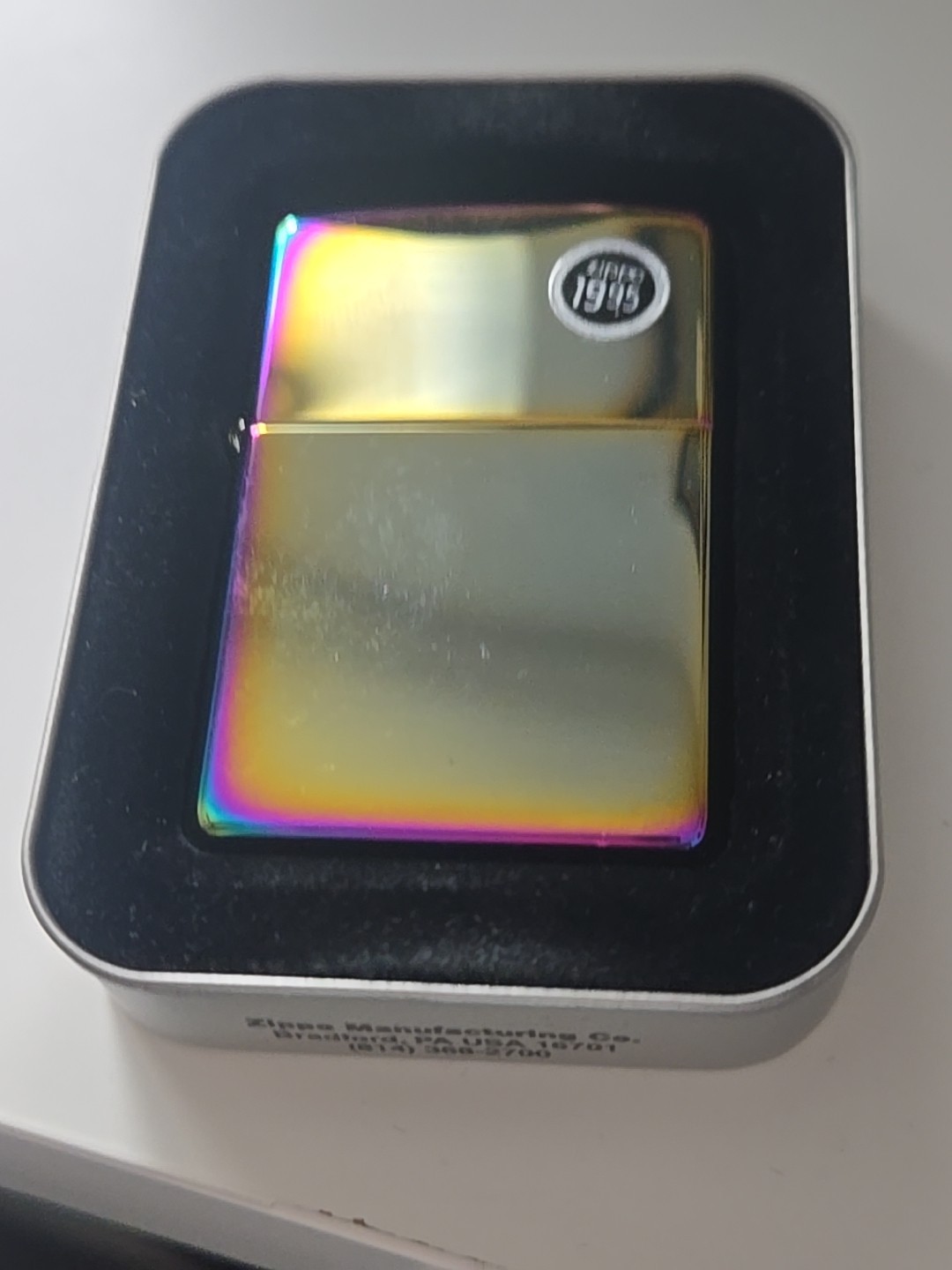 Zippo 2002 Rainbow Iridescent Metallic Spectrum New In Original Box, & Sleeve