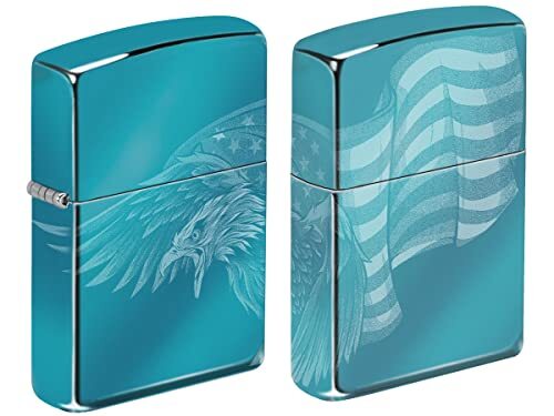 Zippo Lighter- Personalized Eagle USA Flag Patriotic Fierce Eagle #Z6004