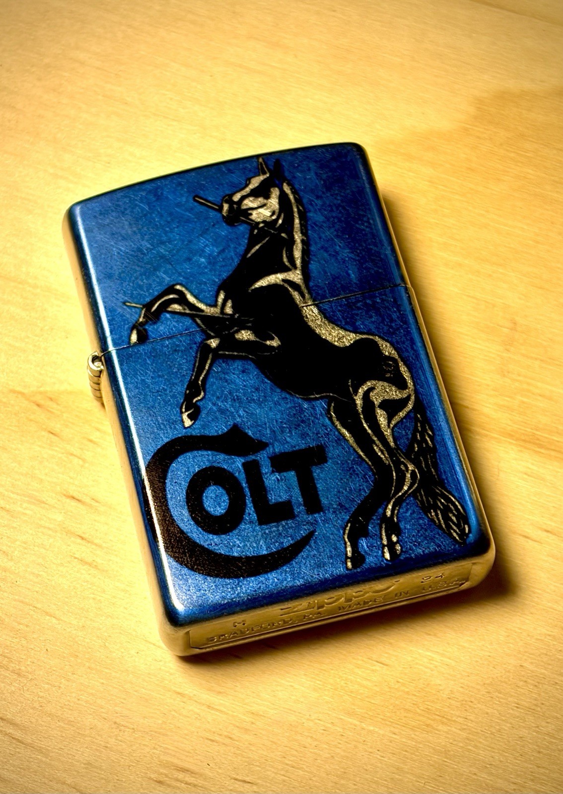 Blue & Gold Colt Zippo Lighter Collectable EDC