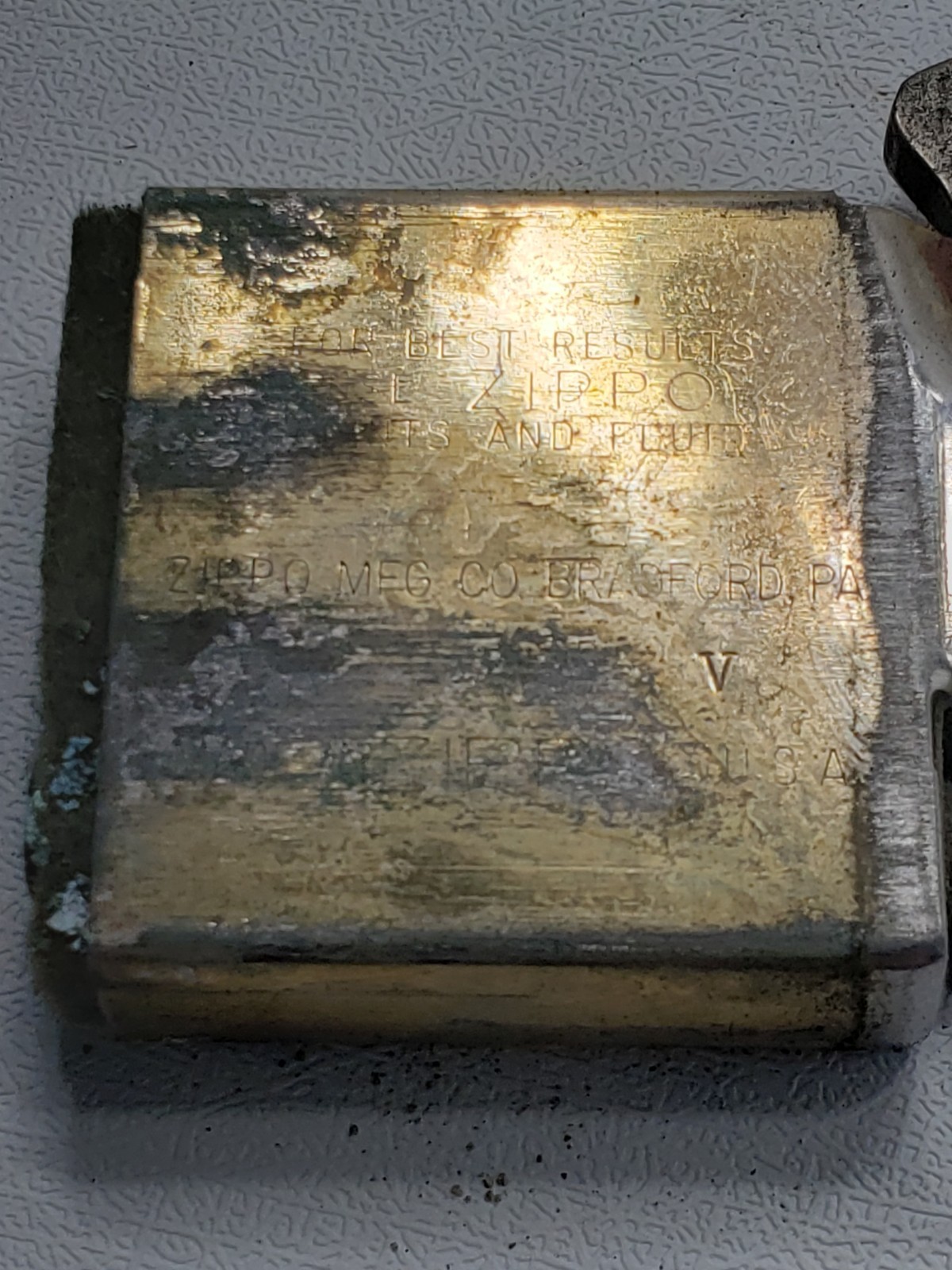 Vintage 1989 Zippo Solid Brass Lighter Patina Finish Bradford PA USA Untested