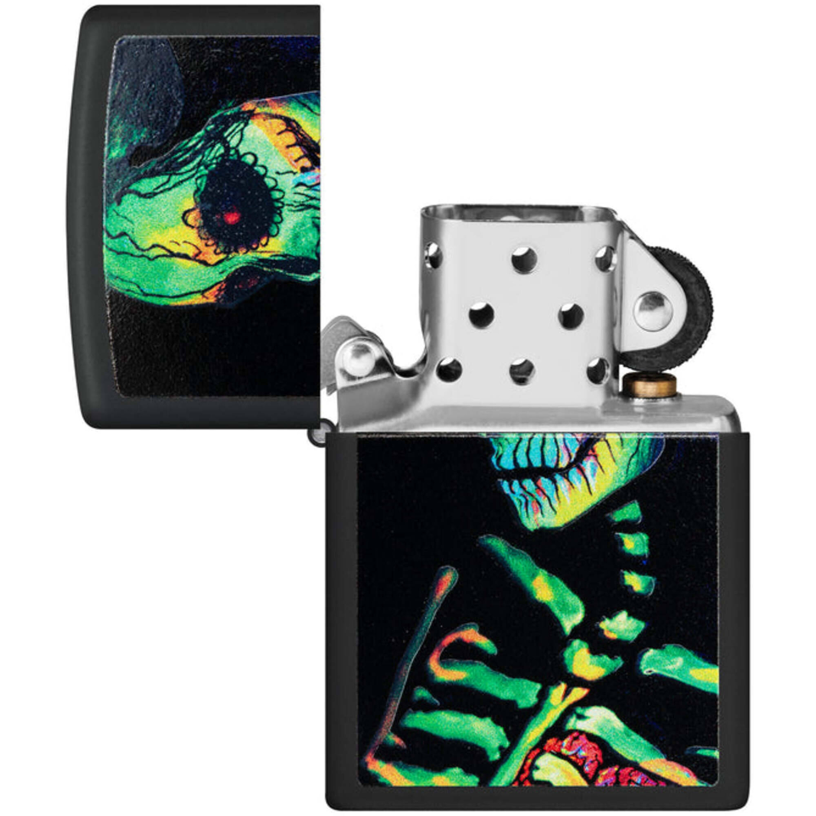 Zippo Windproof Lighter Sugar Skeleton Design Classic Black Matte Finish 48761