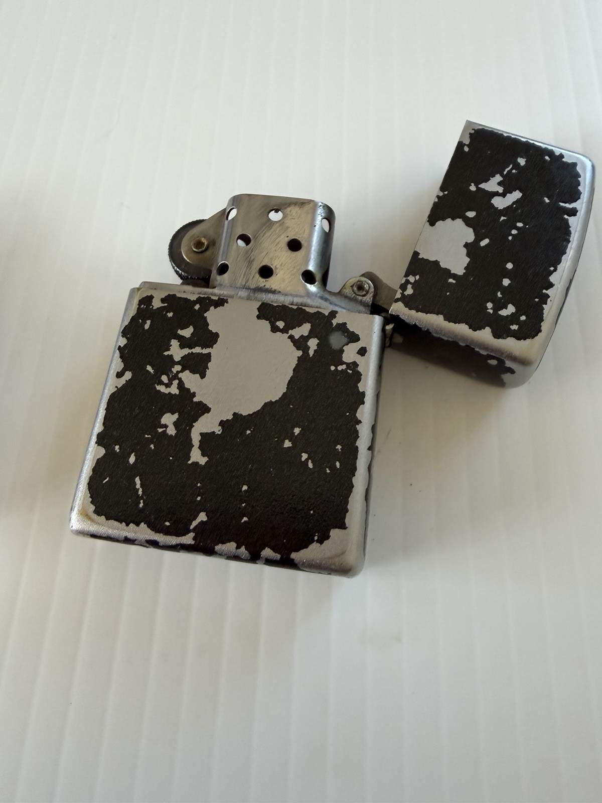 Lot of 2 Vintage Zippo Lighters Black Crackle & Lucky Cards Repair/Parts