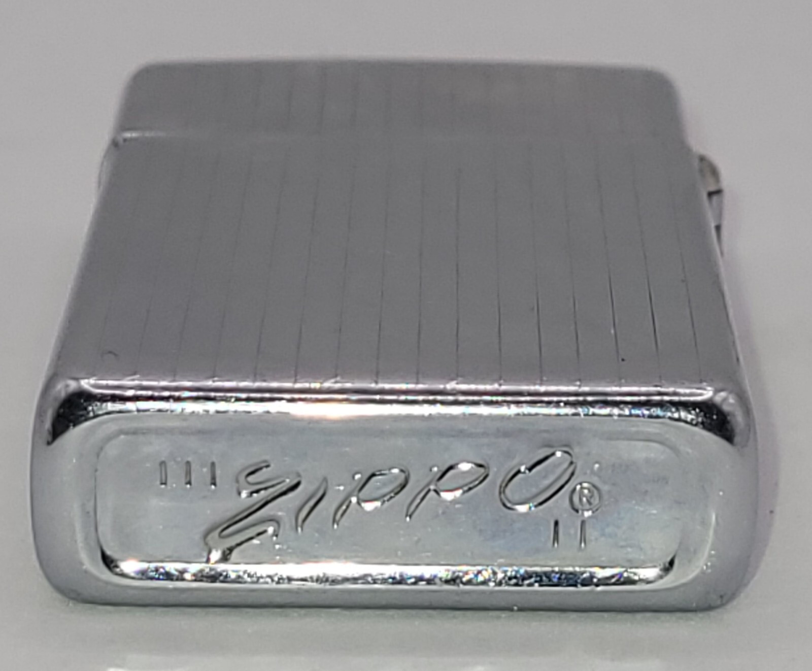 1977 Zippo Slim III II Plaid Front Stripe Back Lighter Engraving Blank Vintage