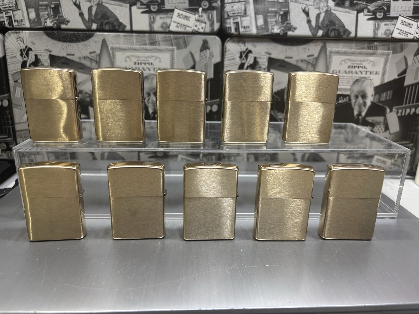 Lot 10 PCS Zippo Brushed Brass cases Only Zippo Cases