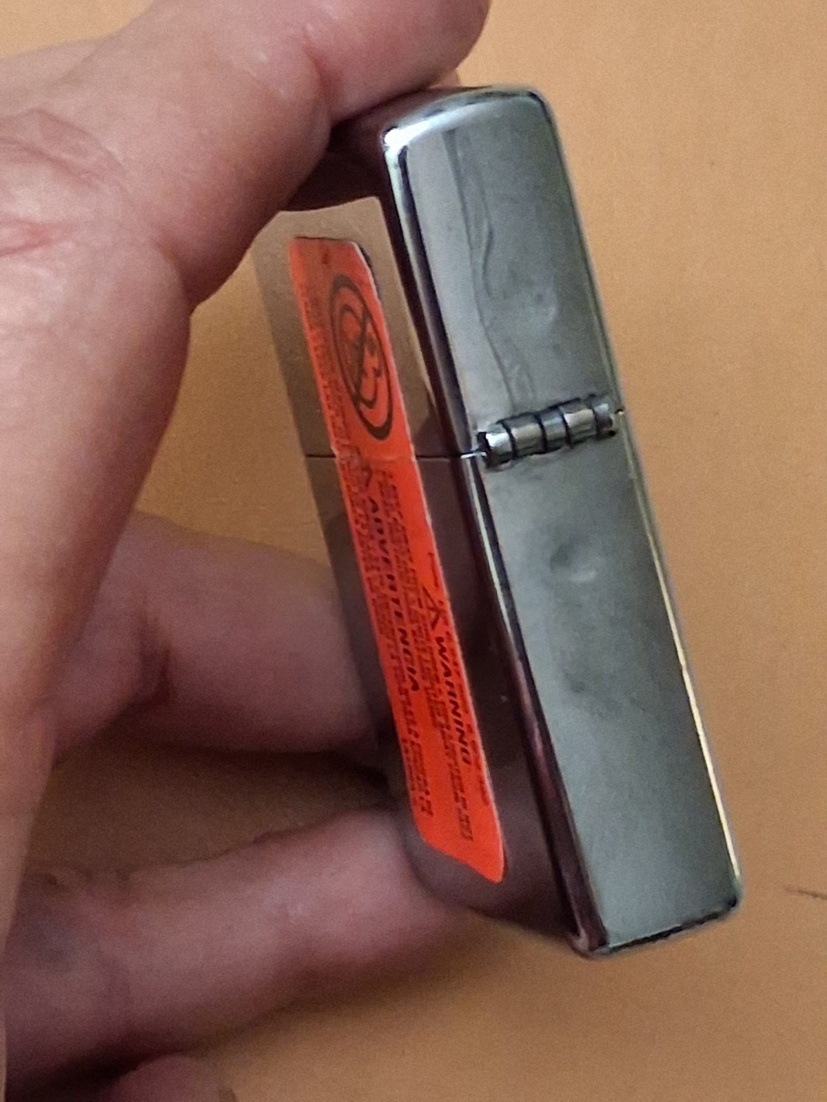 ZIPPO Lighter Struck once or twice Silver Tone Engraved Pearlized look