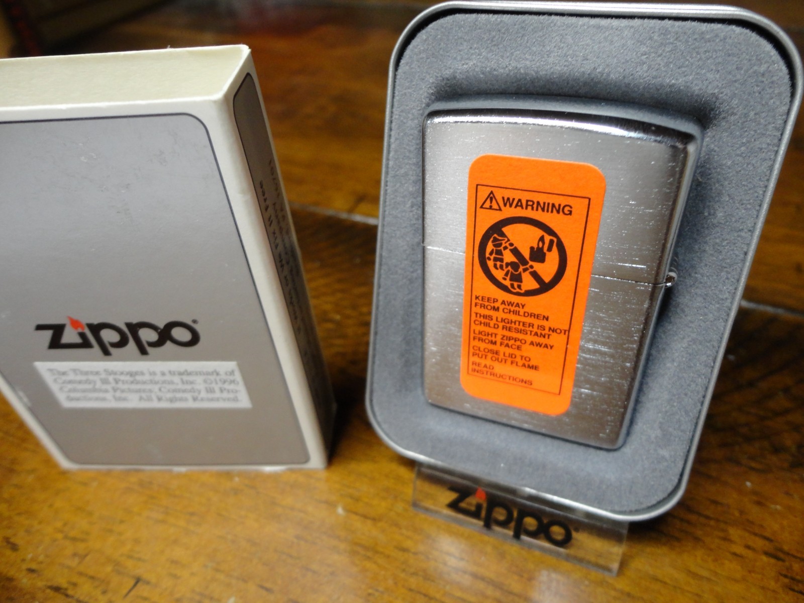 THE THREE STOOGES 3 SILLY MEN ZIPPO LIGHTER MINT IN BOX 1997