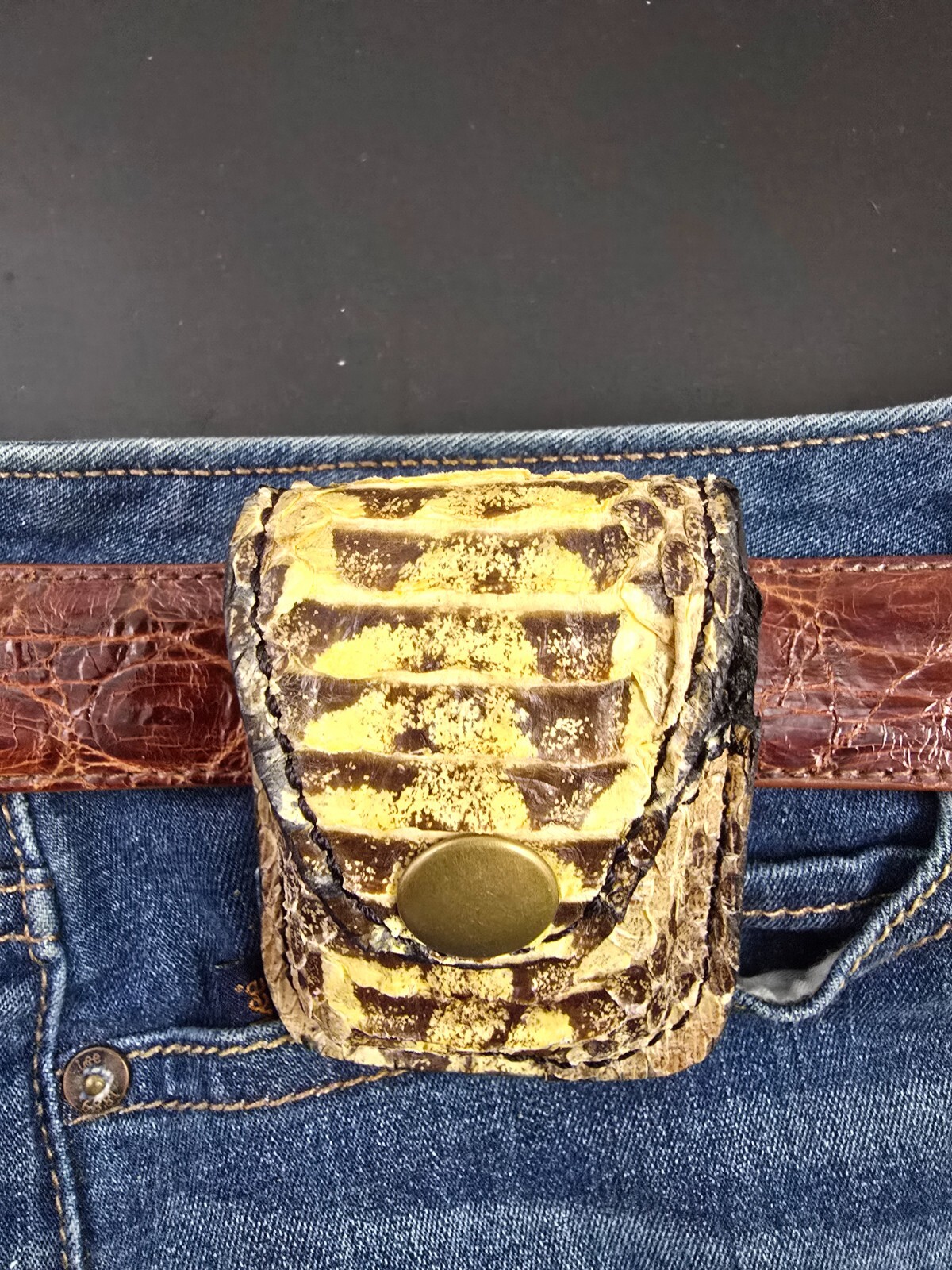 Real Timber rattlesnake skin ZIPPO lighter case Pouch holder natural color new