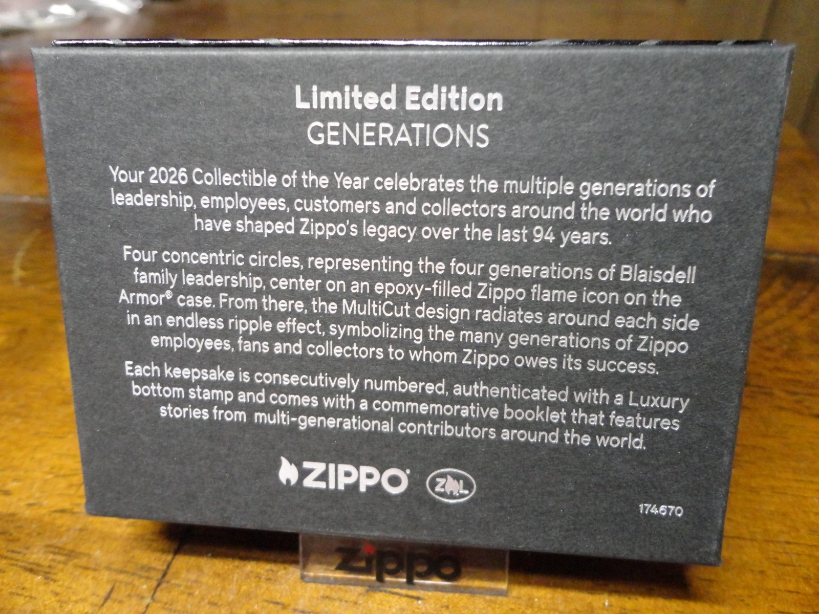 GENERATIONS COLLECTIBLE OF THE YEAR ARMOR BLACK ICE ZIPPO LIGHTER 5000 MADE 2026