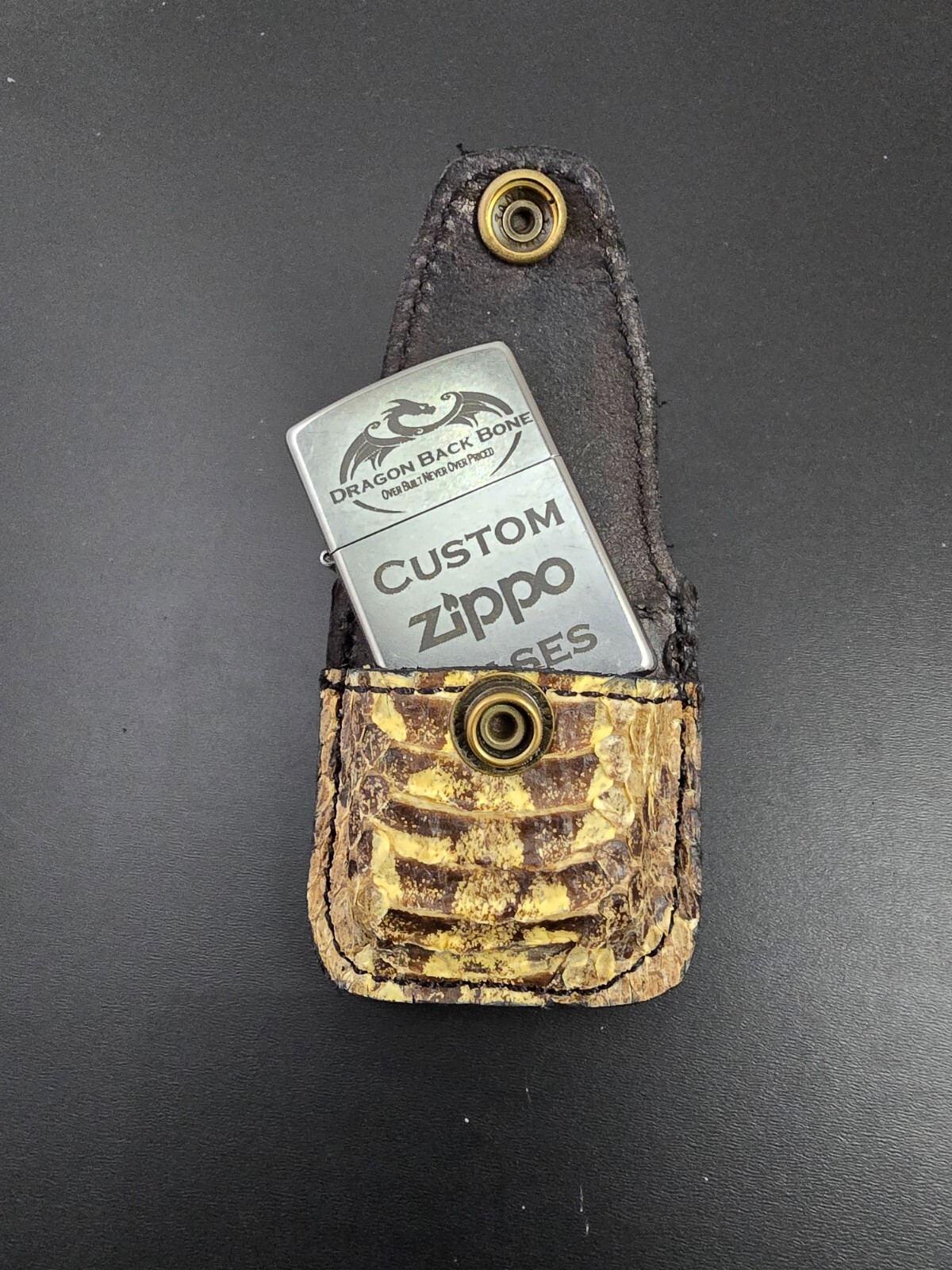 Real Timber rattlesnake skin ZIPPO lighter case Pouch holder natural color new