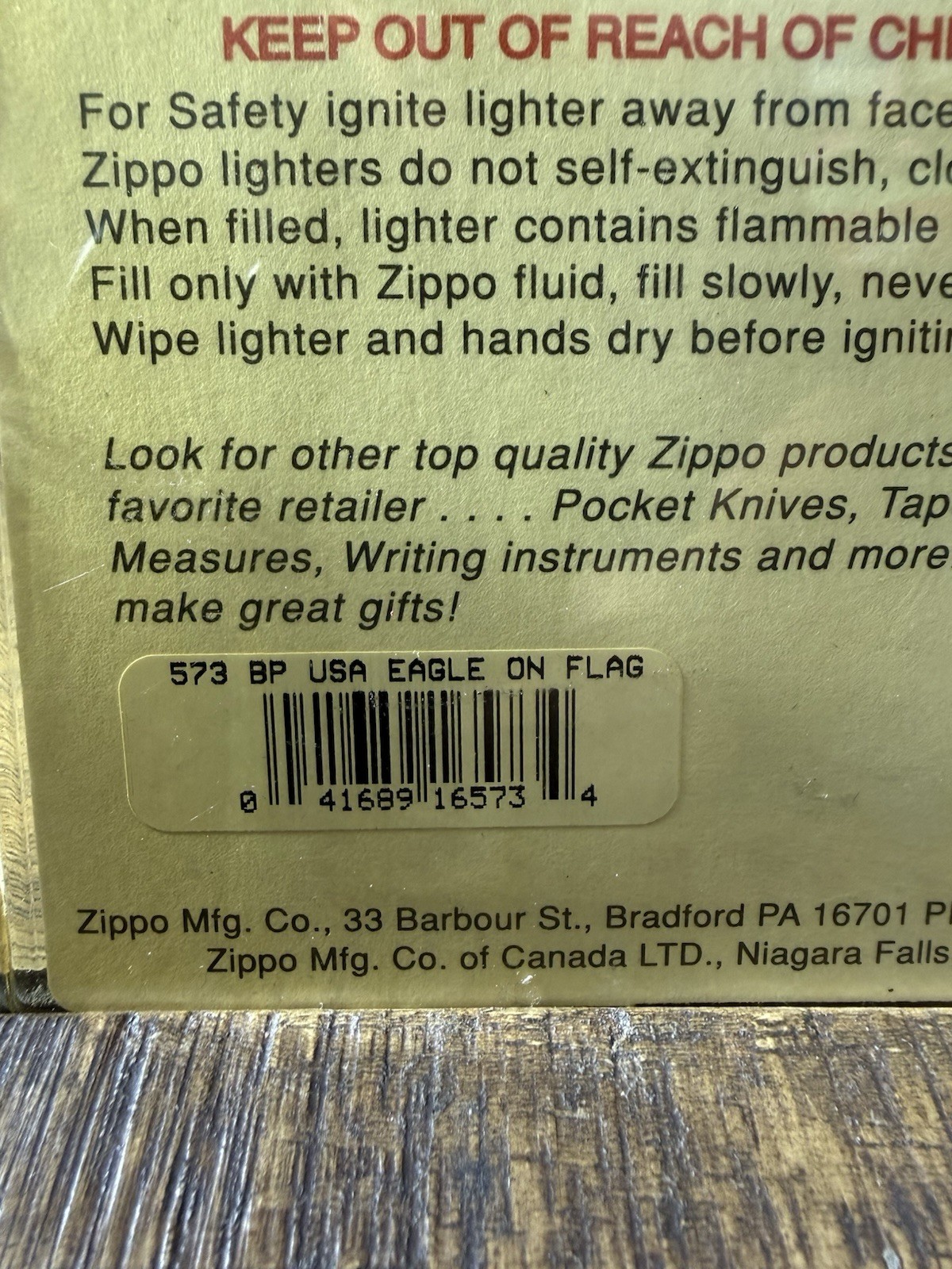 Zippo 2001 573 USA Eagle On Flag Lighter New Sealed In Plastic