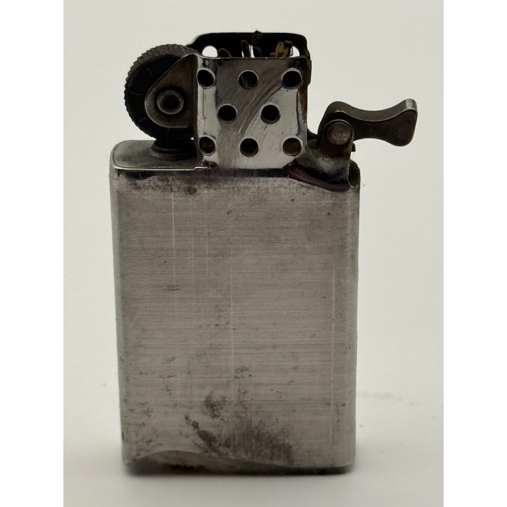 1975 Zippo Slim Vertical Lines Chrome Windproof Lighter Vintage USA Untested