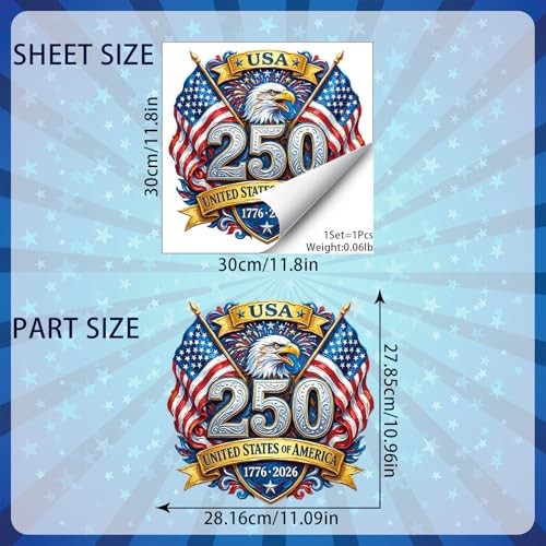 USA 250th Anniversary Window Clings 1776-2026 250th Anniversary Design 1
