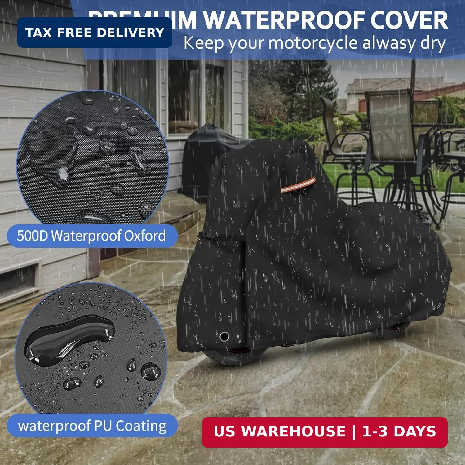 STARTWO Motorcycle Covers with Side Box Waterproof Outdoor for Harley Davidson T