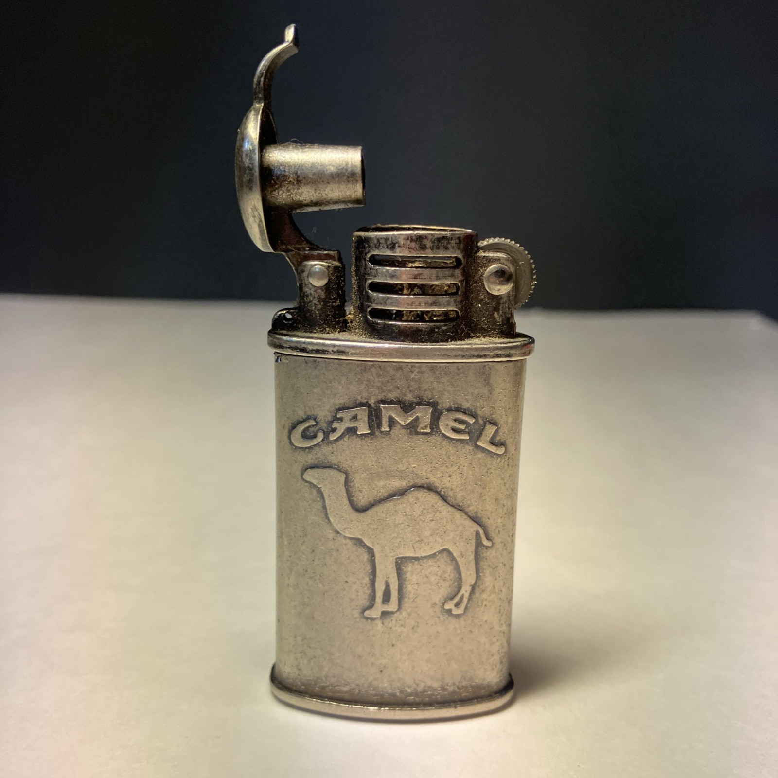 Vintage Camel Lighter Flip Top Refillable Cigarette Good Flint