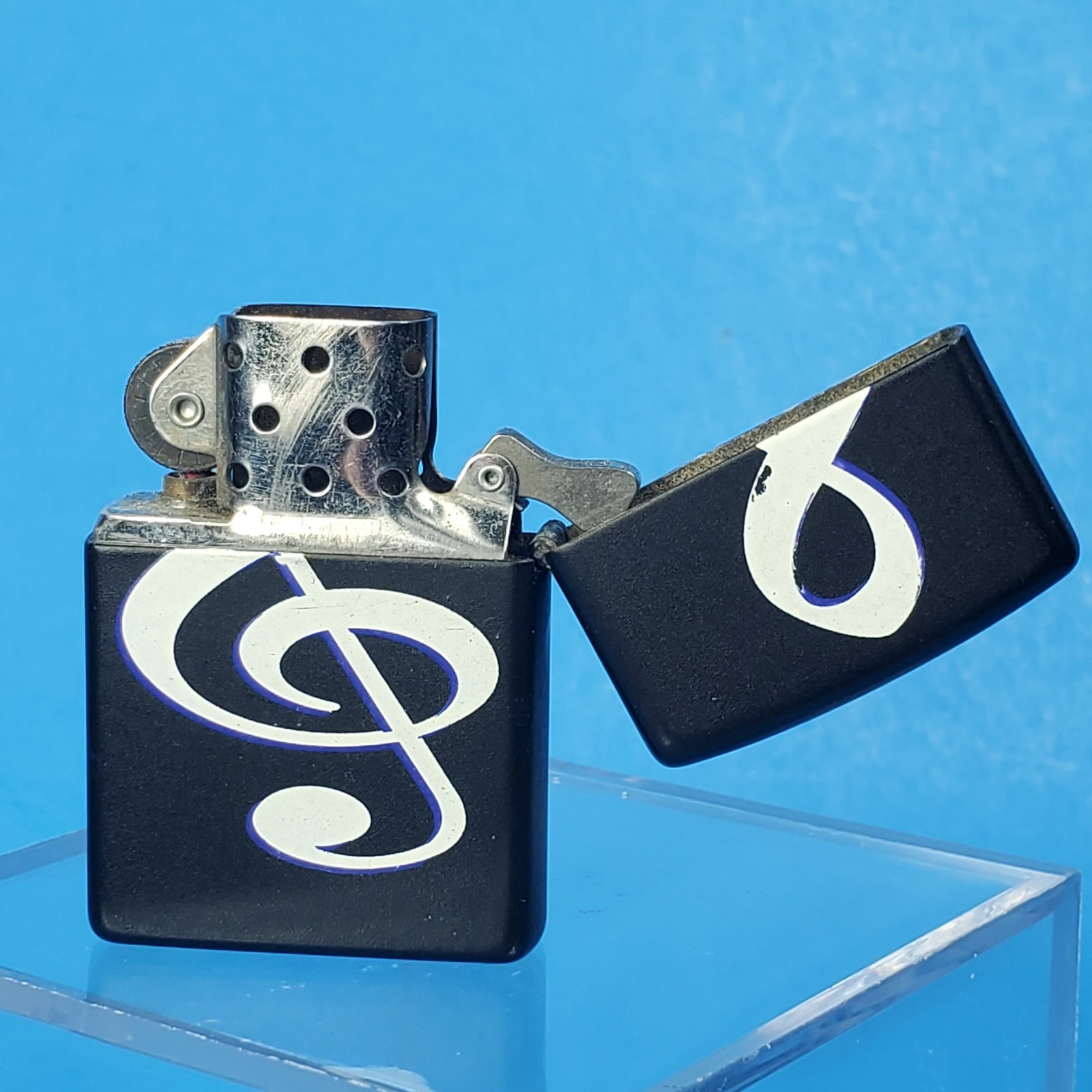 ZIPPO Guitar Head & Music Note Camel Promo Lighter Black Matte VTG 90’s