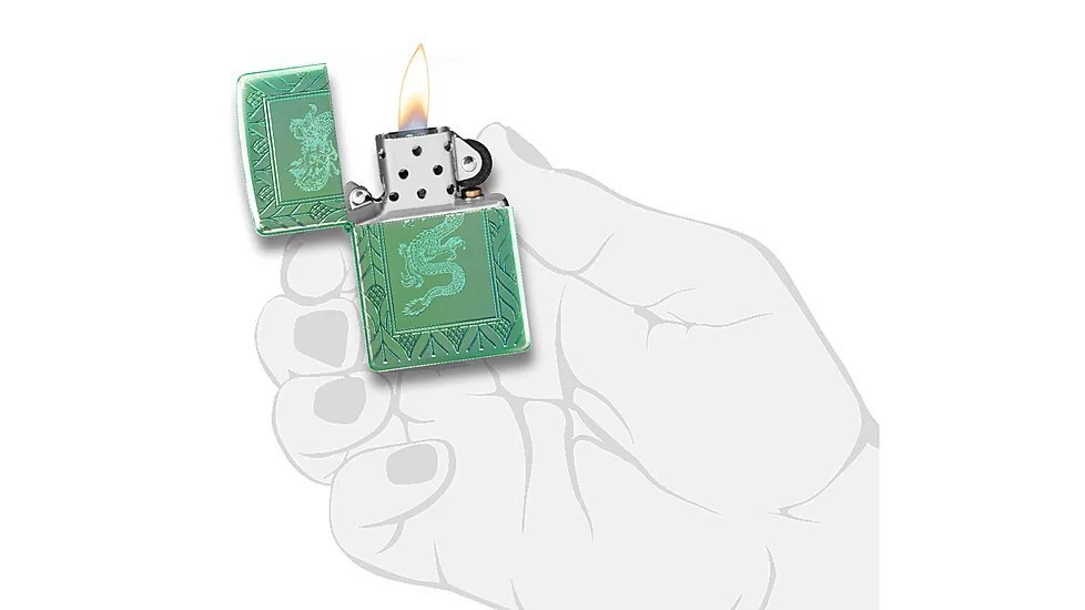 Zippo Armor 360 Multi Cut Elegant Dragon Lighter 49054 Green Windproof NIB